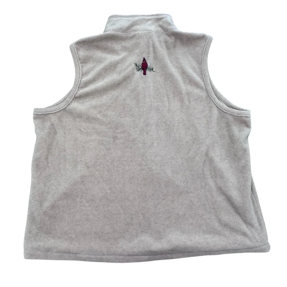 Baxter & Wells Tan  Zip Up Embroidered Birds Fleece Vest Size 2XL